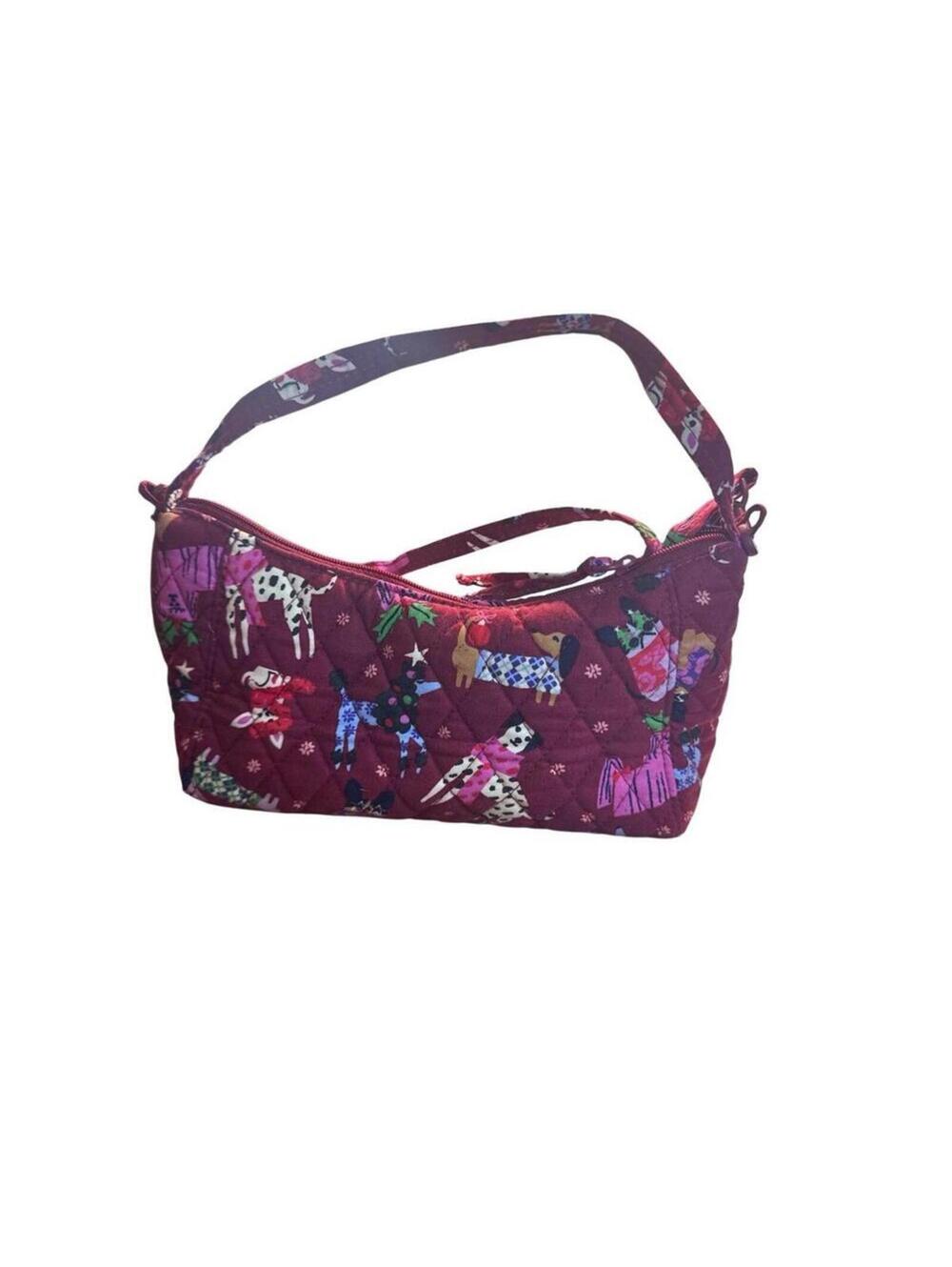 Vera Bradley Mini Slouchy Crossbody Dogs Holiday Hounds Print EUC - Picture 2 of 4
